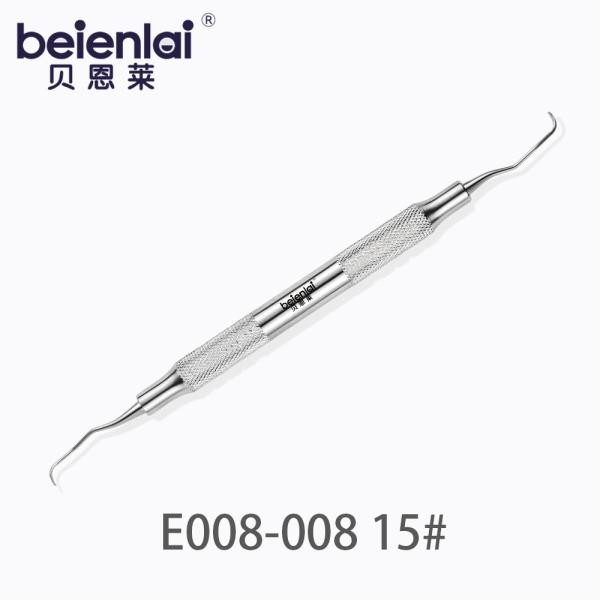 Benlai Dental Curette E008-008 KXS 15#, Double End Curved Tips, φ8 Hollow Round Handle, For Mesial Subgingival Scaling of Posterior Teeth